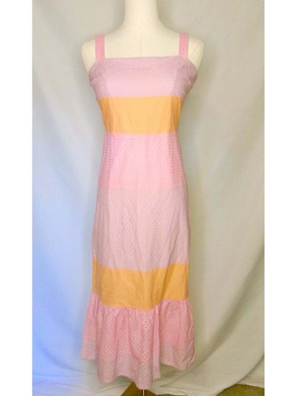 Lovers + Friends Pink Orange Striped Maxi Dress Size M